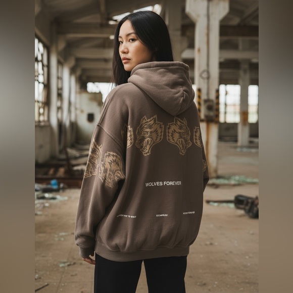 Darc Sport Tops - Darc Sport Brown Oversized Graphic Hoodie